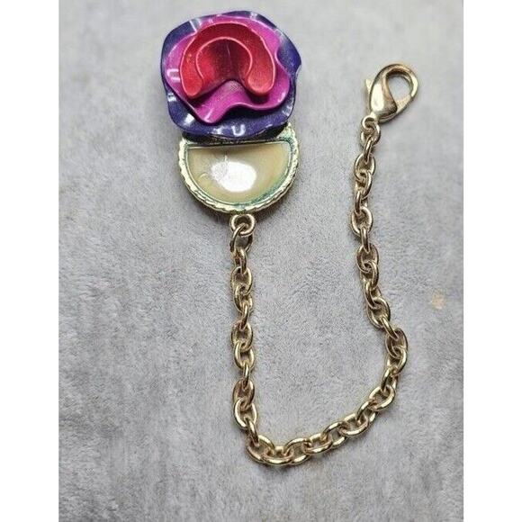 Lola Marc Jacobs Flower Perfume Chain Bracelet 7" Cream Solid Enamel Charm Gold - Picture 7 of 8